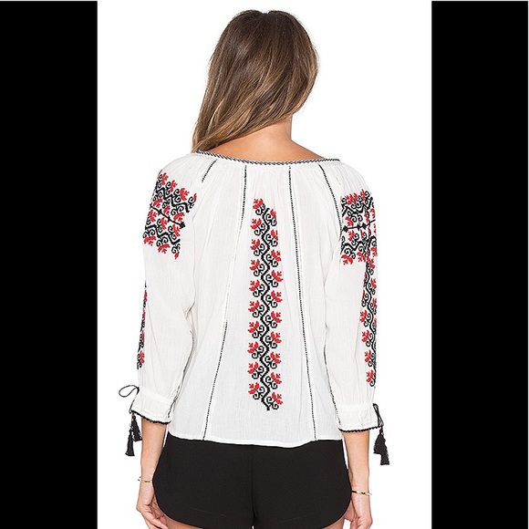 Ulla Johnson Blouse Peasant Embroidery Tassels 2 - Picture 2 of 8